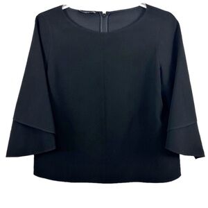 Lafayette 148 New York Black Flutter Sleeve Blouse Career